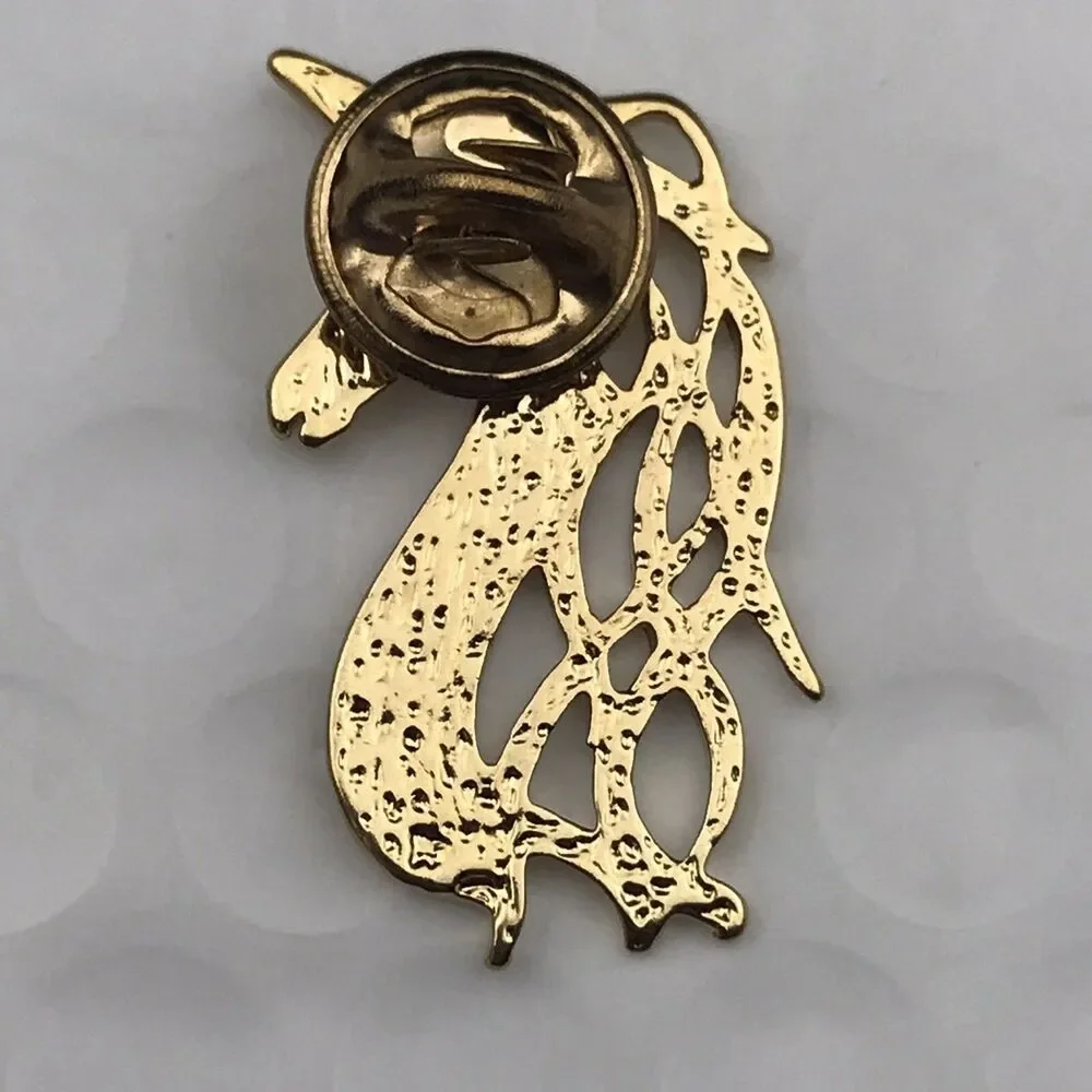 Unicorn Pin Brooch Gold Tone Turquoise Whimsical Fantasy